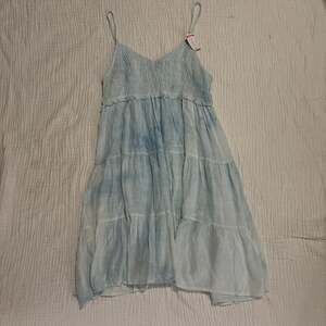 Altar'd State Blue Tie-Dye Smocked Tiered Mini Dress